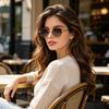 Xiaomi Women Rimless Oval Sunglasses UV400 Alloy Gold Temples Gradient Lens Luxury Fashion Shades
