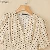 ZANZEA Women Casual V-Neck Short Sleeve Polka Dot Print Blouse