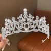 Elegant Silver Floral Crown Shiny Princess Rhinestone Tiara Baroque Crown Hair Accessory  Party
