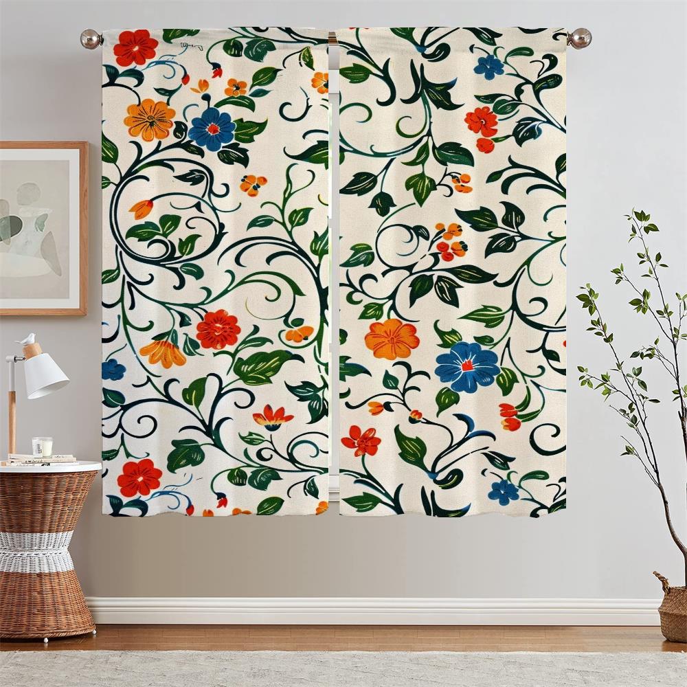 A Messy Mosaic of Flowers Black Out Curtains 2 Pcs Set Bedroom Blackout Curtains for Window Cabinets for Living Room Decoration