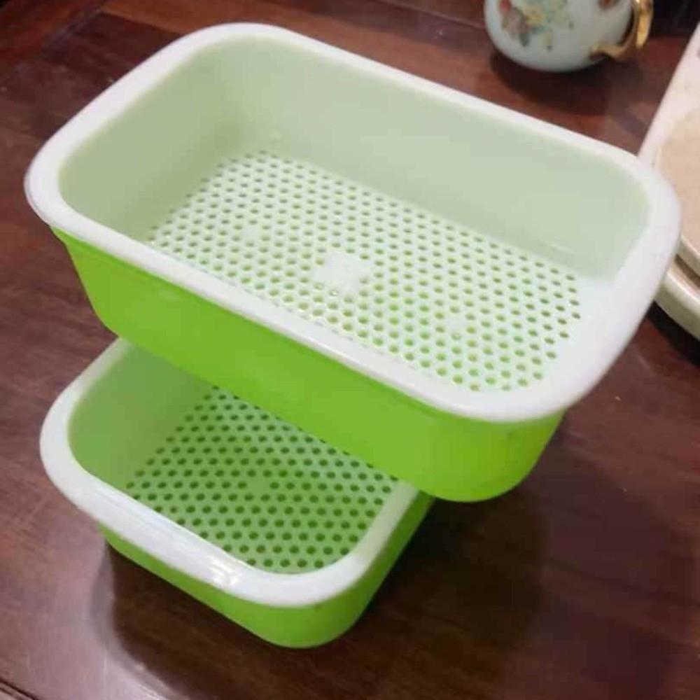2Pcs Double Layer Germination Tray Plastic Cultivation Pot Soil-Free Nursery Pots Grid Design High Ventilation