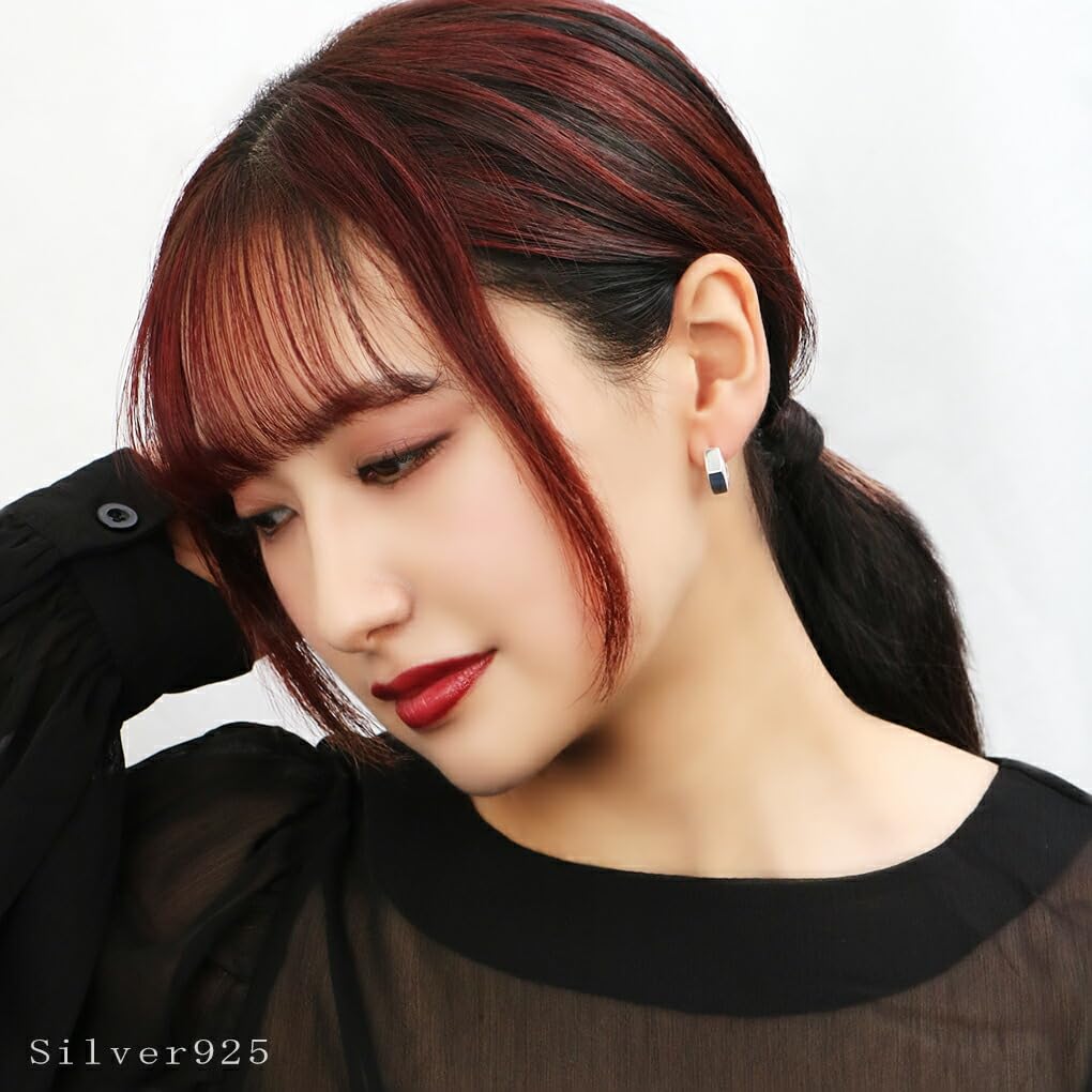 [Shinjuku Gin no Kura] Hexagon Hoop Earrings, 925 Sterling Silver, Single Earring, Hexagonal Geometric Pattern, Simple, Catchless