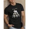 Skulls White Rabbit with Red Collar Print, Men's Round Crew Neck Short Sleeve Tee Fashion Regular Fit T-Shirt, Casual Breathable Top for Spring Summer