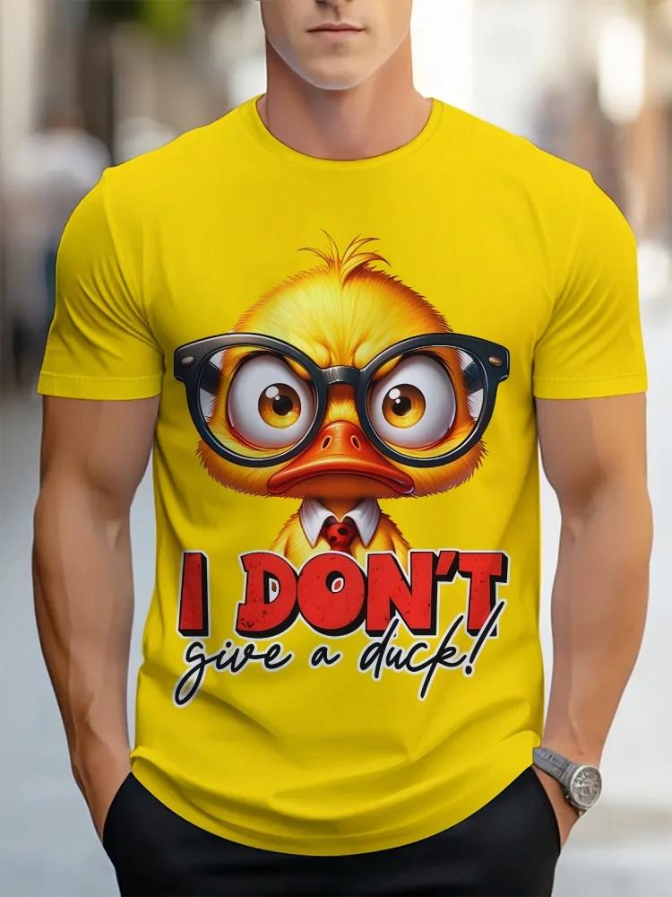 I Dont Give A Duck Letter 3d Printed Unisexs Tshirt Summer Crew Neck Short Sleeve Tees Funny Casual Streetwear Tops