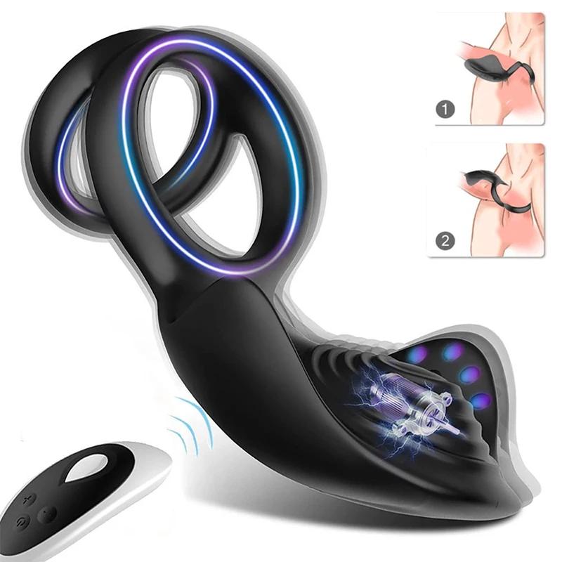 Ei-Massagegerät, Verriegelungsring-Vibrator, Sexspielzeug für Männer, 10 vibrierender männlicher Masturbator mit 2 Penisringen für den Mann mit Fernbedienung