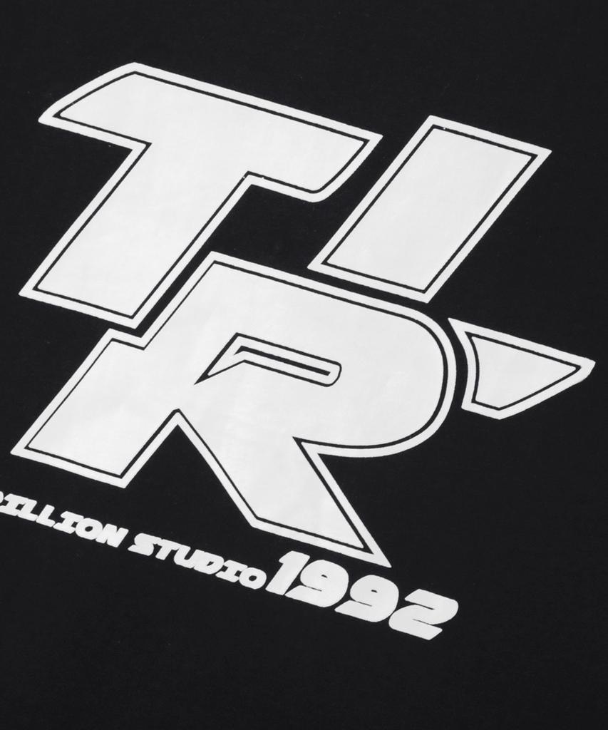 TRILLION Track Line Graphic Ringer Half T-Shirt_Black