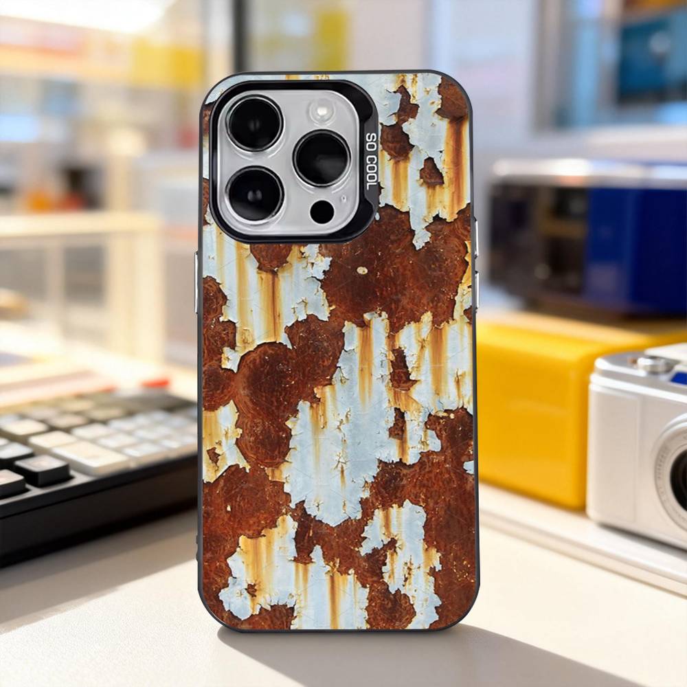 

R-Retro Industrial R-Rusty For iPhone 17,16,15,14,13,12,11,Pro,Max,Plus,E,Air,Mini Anti Fall Black Matte Hard Bumper Phone Case iPhone12mini