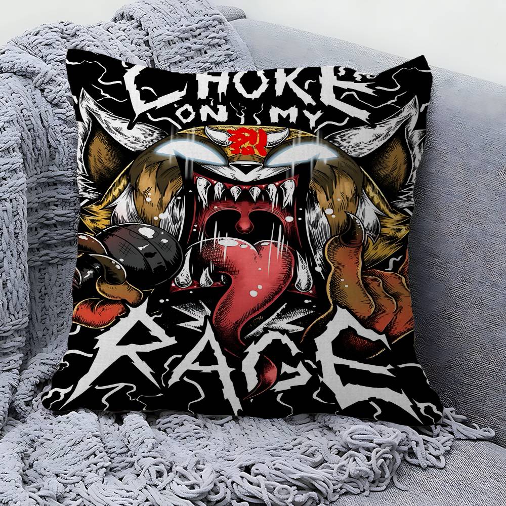 Aggretsuko Anime-Rock Anime Cushion Cover Inches Farmhouse Decor Home Throw Pillow Covers For Couch Decorations