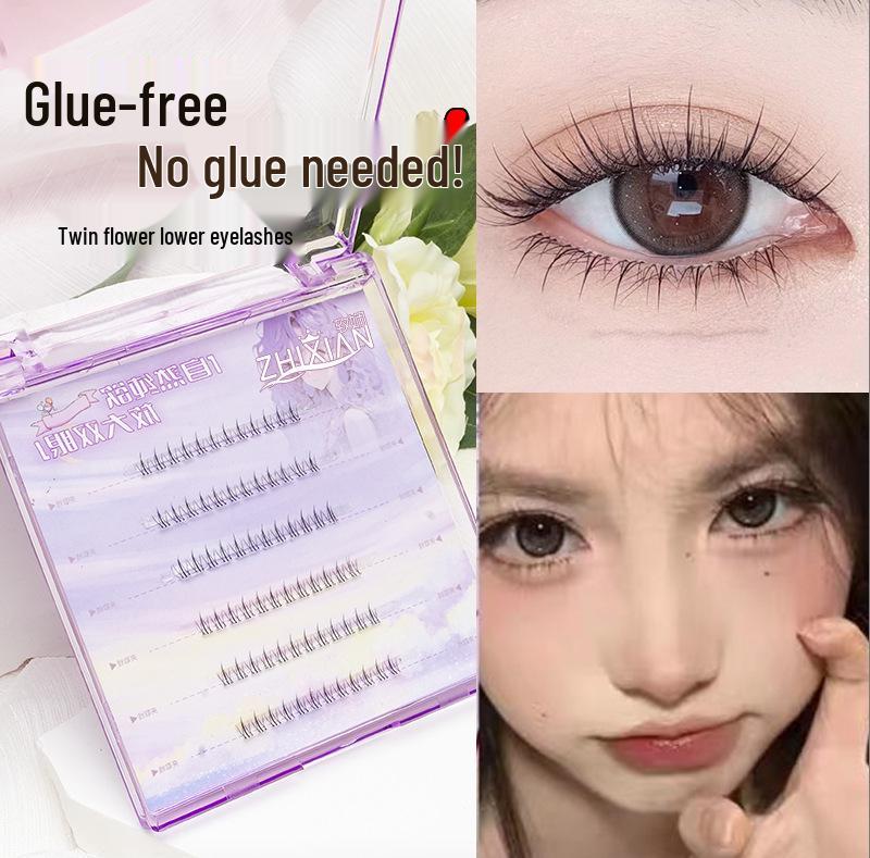 Lotus Elf Girl Glue-Free Removable False Eyelashes - Super Fine Lightweight Single Cluster