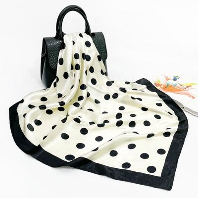 Dot Print Čelenka Hidžáb Šatky pre ženy Štvorcové šatky Zábaly Bandana Hlava 90*90CM Štvorcová šatka na krk