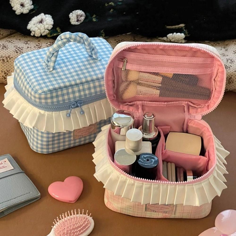 Square Portable Cosmetic Bag Kawaii Toiletry Bag Portable Handheld Cosmetic Case  Travel