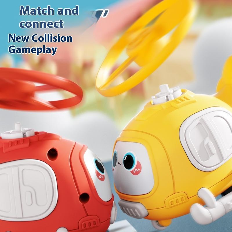 Children's rotating inertia toy bamboo dragonfly flying saucer aircraft model helicopter boy and girl collision gift toy car