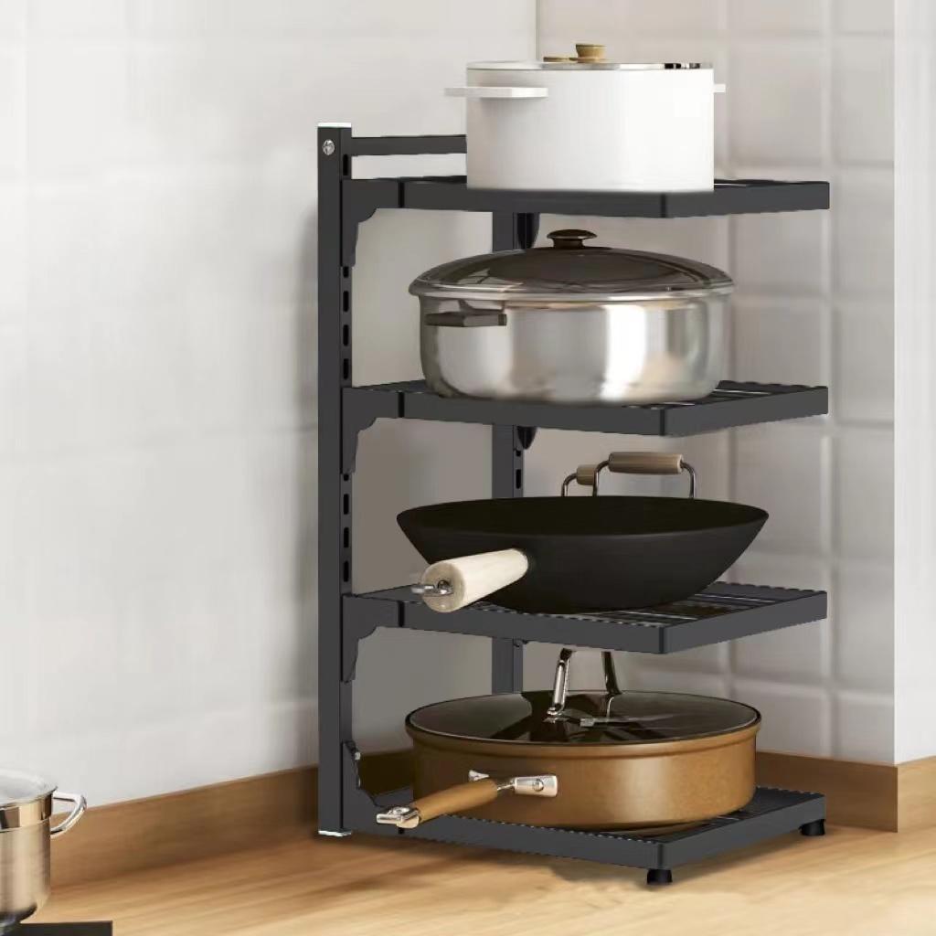 Kitchen Sink Storage Rack Multi-Layer Cooker Storage Rack Frying Pan Holder Pot Bowl For Stovetop Cabinets Adjustable Pot Rack