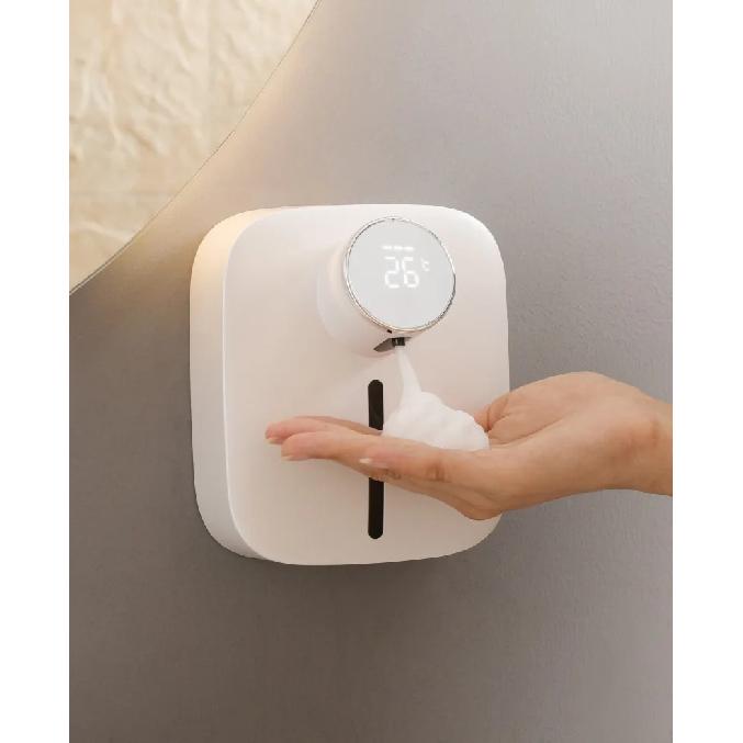 Soap Dispenser Automatic Wall Mounted USB Rechargeable Temperature Display Screen Multifunctional Soap Dispenser Disinfection