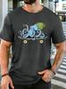 Octopus Wearing Beanie Riding Skateboard Graphic Unisexs Crew Neck Short Sleeve Cotton T Shirt Street Ocean Animal Male Casual Tee