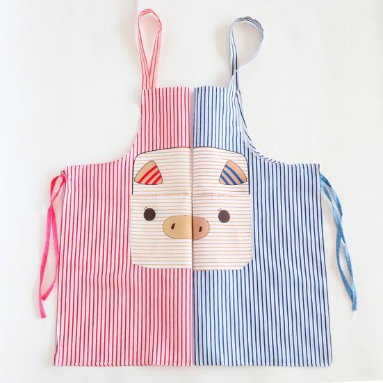 Kitchen Apron with Soft Strap Pig Pattern Polyester Easy to Clean Cooking Bib for Baking