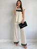 Trendy Summer Women's Set: Short Sleeve Top & High Waist Wide-Leg Pants