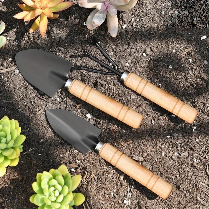 3Pcs Mini Hand Shovel for Gardening Trowel Garden Planting Loosening Tools Wood Handle Heavy Duty Garden Hand Tool Set