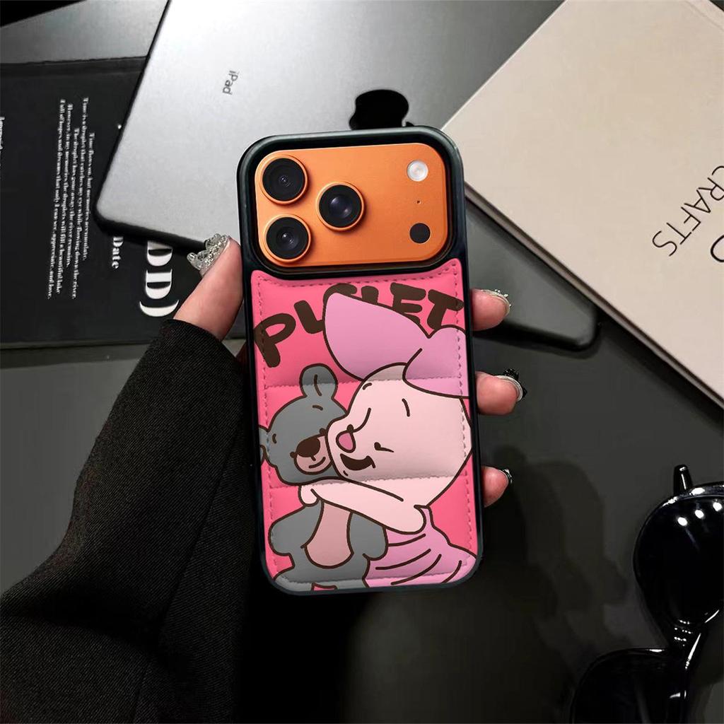 Winnie the Pooh & Piglet Compatible iPhone 14/13/11 Pro Max Down Jacket Phone Case