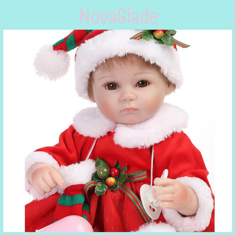 Charming Vinyl Silicone 16'' Lifelike Reborn Doll Baby With Festive Christmas Outfit