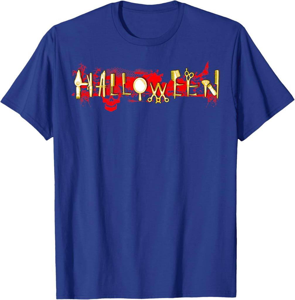 Halloween Hair Stylist Barber Tools Graphic Cotton Crew Neck TShirt Casual Gift