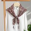 Silk scarf women's spring and autumn Korean version versatile black triangular scarf triangular shawl with knotted scarf scarf women's waist seal