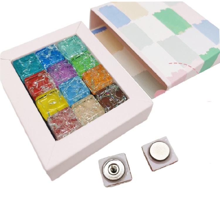 

12 Colours Decorative Magnets Square Pushpins Refrigerator Magnets Thumb Tacks