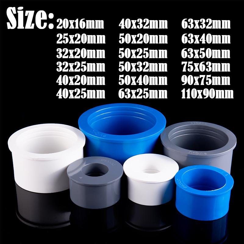 5Pcs/Lot I.D 20/25/32/40/50/63mm PVC Bushing Reducer Connector White PVC Pipe Joints Garden Water Supply Tube Reducing Union