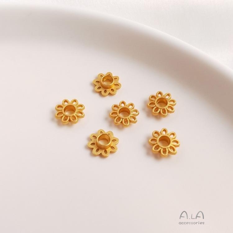 Color-Preserving Matte Gold Jade Crystal Pearl Rondelle Bee Bead Stopper for DIY Flower Inlay.
