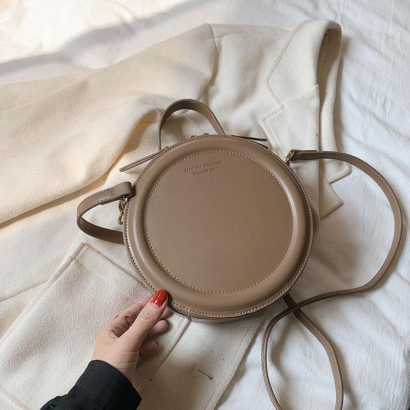 Mode Damen Einfarbig Runde Kleine Schulter Sling Tasche PU Leder All-match Design Umhängetasche