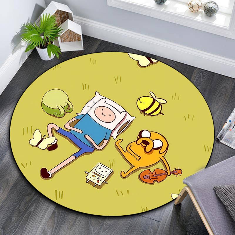 Adventure Time2 Round Area Rug,Carpet Rug for Living Room Bedroom Sofa Playroom Decor,Non-slip Floor Mat