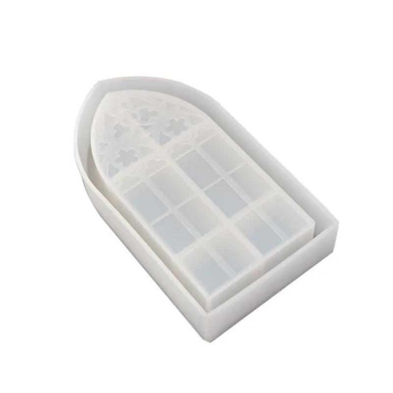 Church Window Crystal Epoxy Resin Mold Cabinet Storage Box Silicone Mould for Jewelry Display Holder Tray DIY Dish Mold