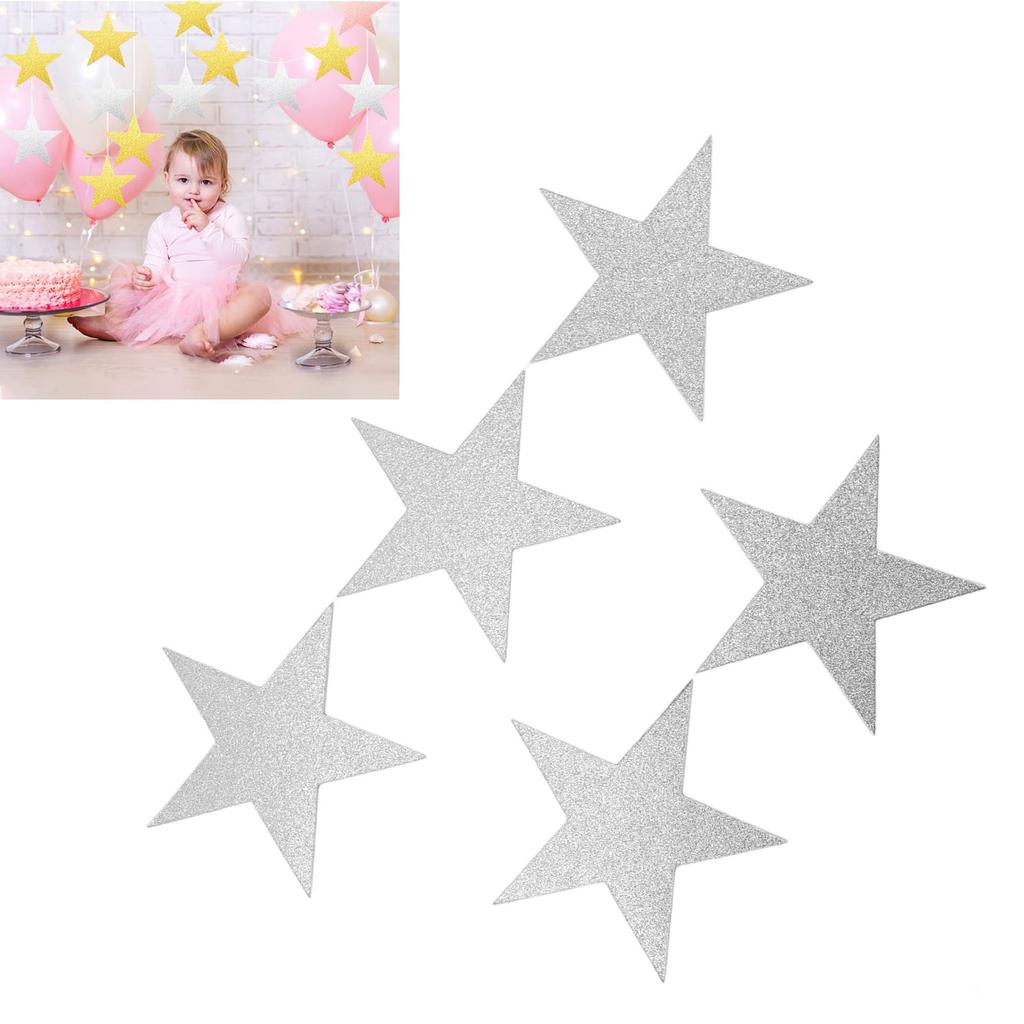 50PCS Glitter Star Paper Cutouts Double Sided   Decoration Cutouts Paper Wall Decor for Bulletin Board Classroom Wedding Party