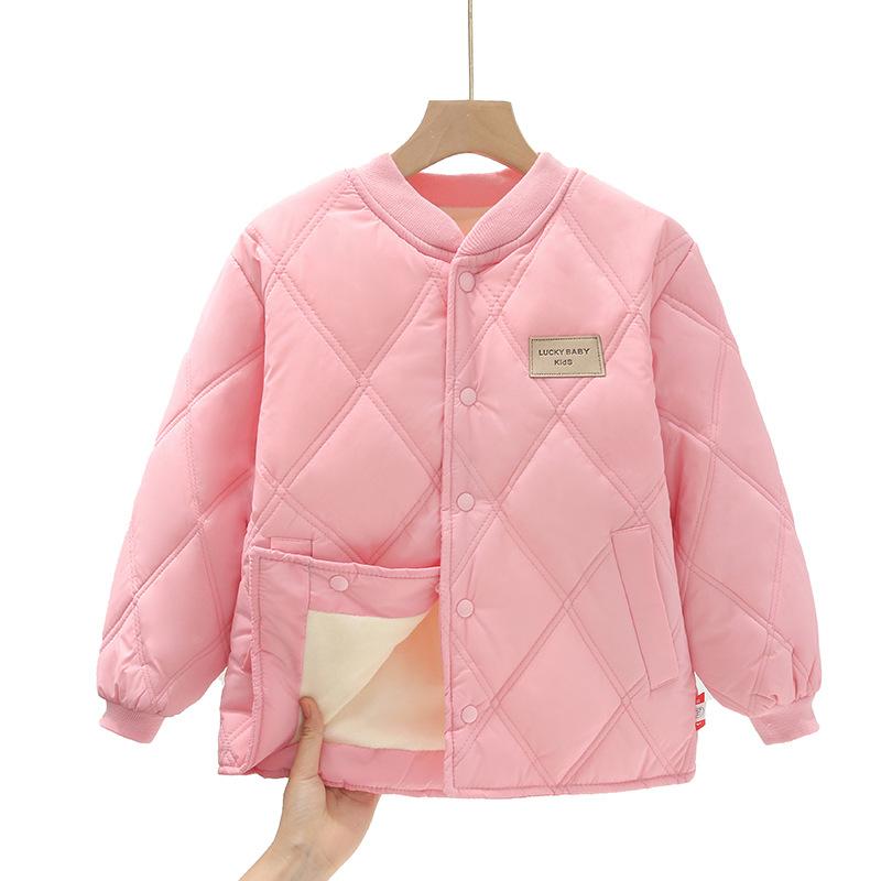 Kids Unisex Solid Color Padded Winter Coat Boys Girls Outerwear Jacket