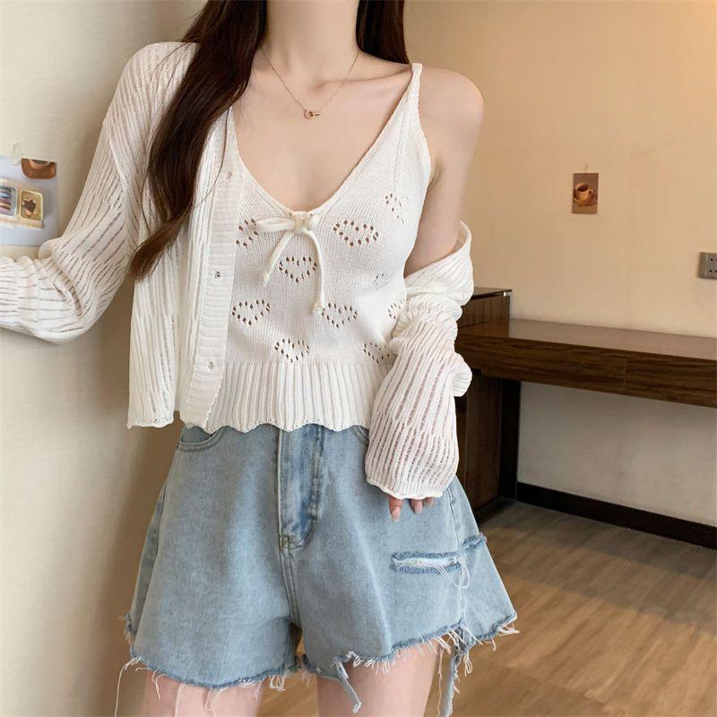 Knitted Camisole Vest for Women In Summer Sleeveless Sexy Short Style Inner Top Base Shirt