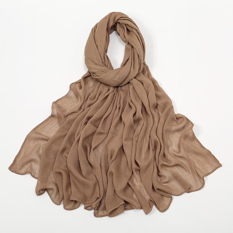 Crinkle Muslim Women Hijab Wrinkle Rayon Headscarf Solid Color Women's Turban Plain Viscose Cotton Musulman Femme Shawl Ramanda