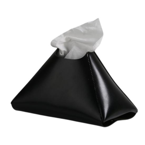 Faux Leather Tissue Holder Decorative Tissue Box Cover Pyramid Tissue Box Case Tabletop Tissue Dispenser