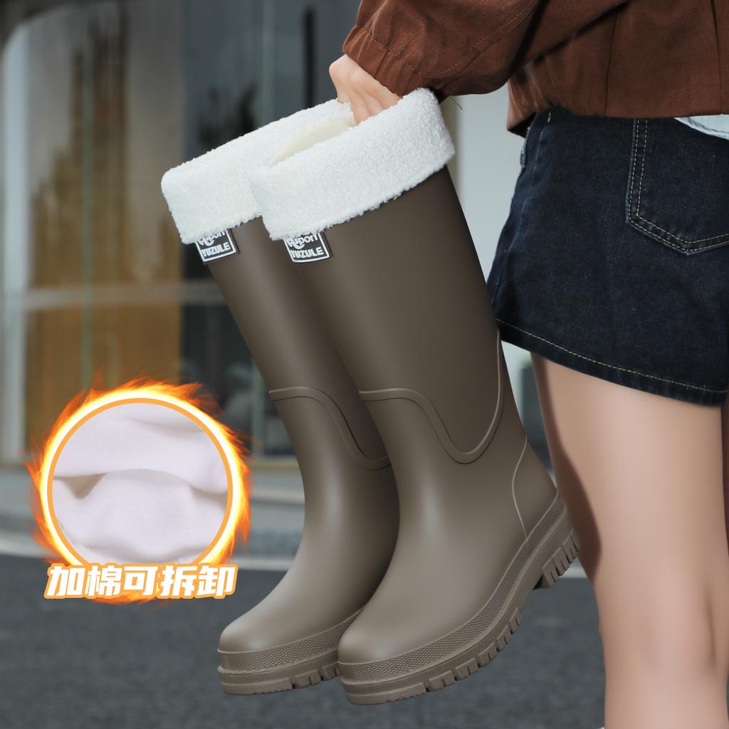 High anti-skid rain boots women's PVC rubber shoes adult four-season outer wear rain shoes rain boots thick sole wear-resistant