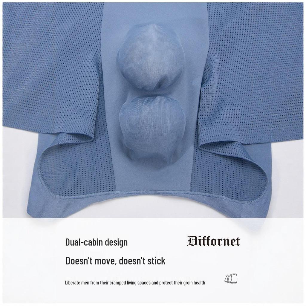 Diffornet Men's Breathable Seamless Boxer Briefs with Double-Compartment Design