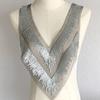 V Collar Design Mesh Lace Appliques Silver Sequins Dress Decoration Appliques  Gown Embellishment