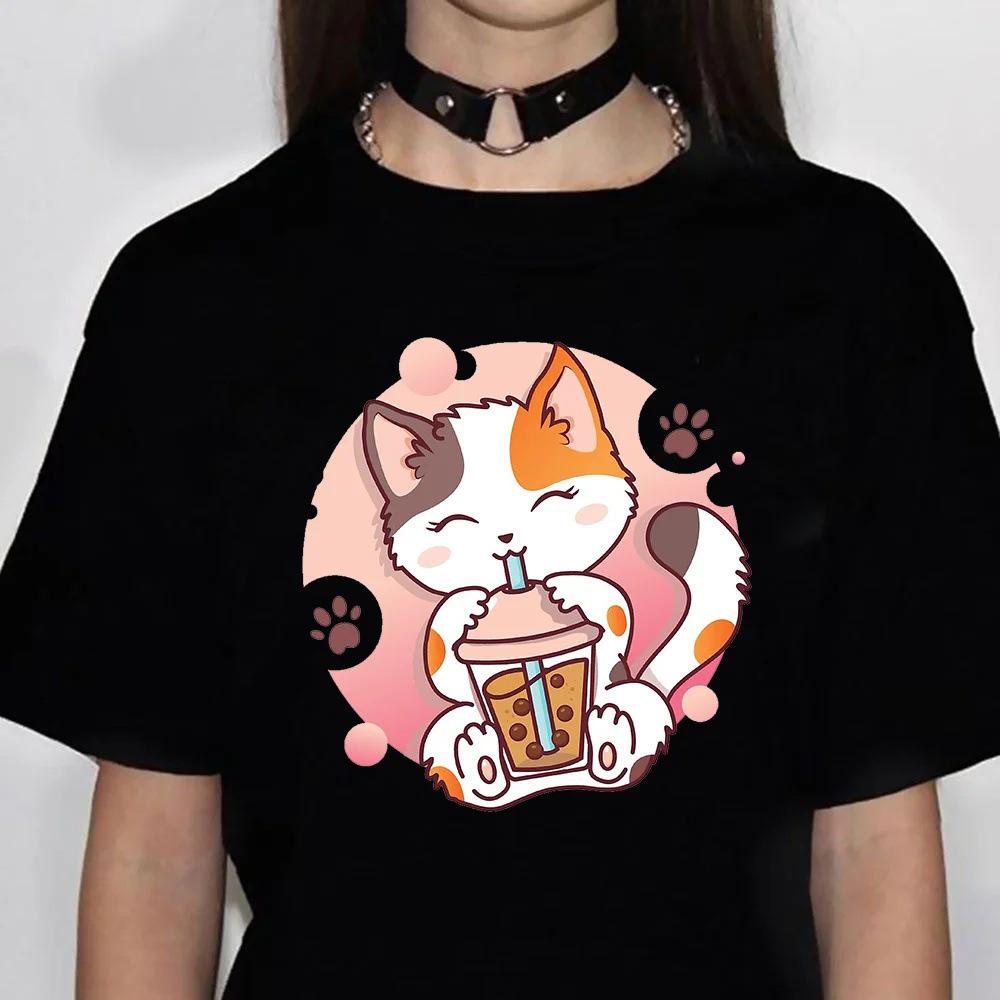 

Cute Dinosaur Bubble Tea T-Shirt Women s Design Anime Women s T-Shirt Women s Harajuku Funny Women s Clothing S