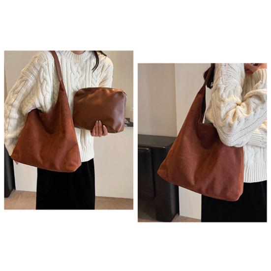 Suede Shoulder Bag Retro Design Large Capacity Crossbody Handbag Adjustable Strap Large Capacity Casual