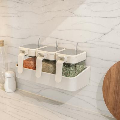 Free Punching Spice Jar Removable Space Saving No-Drill Organizer No-Drill Installation Stable Spice Box Seasonings Storage