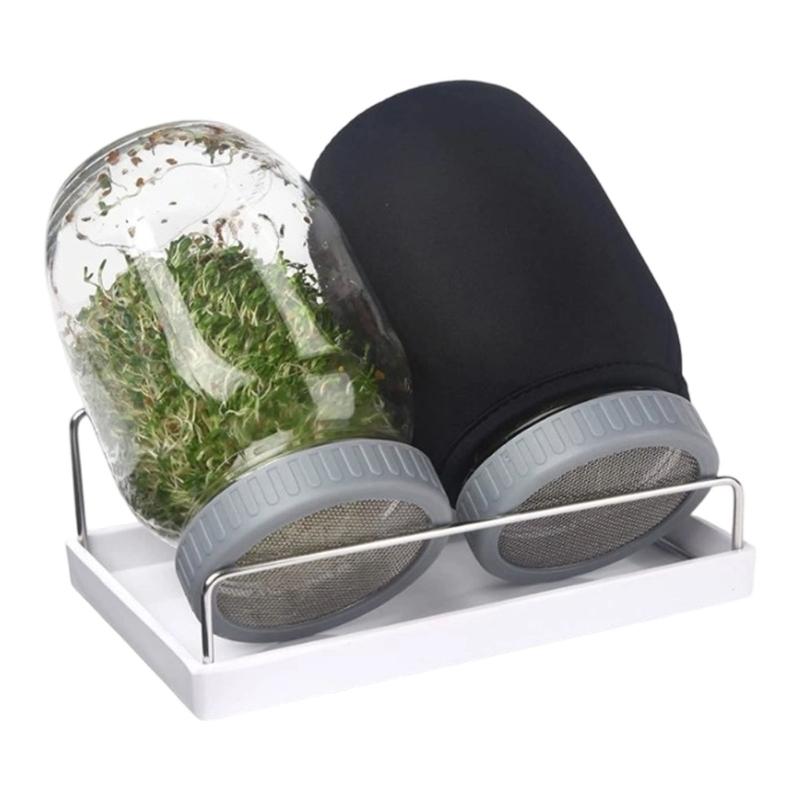 Conjunto Empilhável de Germinador de Sementes de Vidro com Base Ventilada e Manga de Sombreamento Adequado para Alfafa Feijão Mungo Jardinagem Indoor