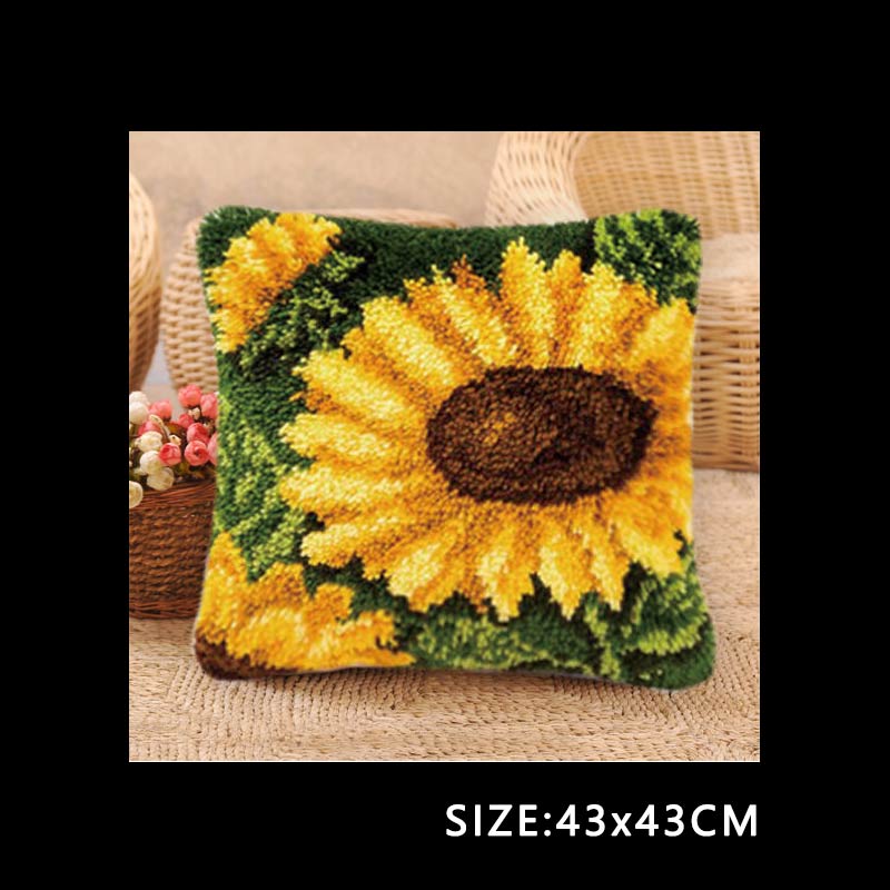 DIY Carpet Embroidery Latch Hook Kit Plant Series Segment Embroidery Pillow Flowers Grass Coarse Wool Cross Stitch 3D Latch Hook
