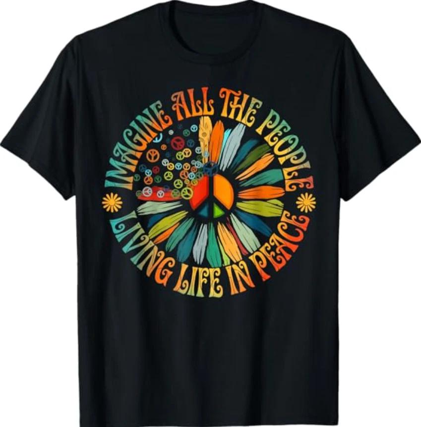 Vintage Classic Imagine Hippie People Living Life in Peace T- Shirt XL
