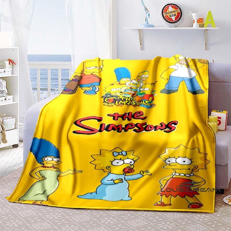 Kawaii Donut Pattern Blanket, The Simpsons Travel Flannel Blanket, Warm Blanket for Sofa Beds, Holiday Gift.