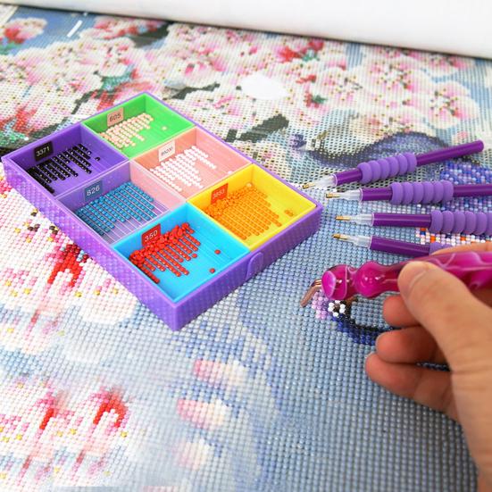 1 Set Diamond Painting Tool Pick-Up Pen Multi Grid Design Bead Plate Ten-Piece Set Multifunctional Classification Separated Stitch Embroidery
