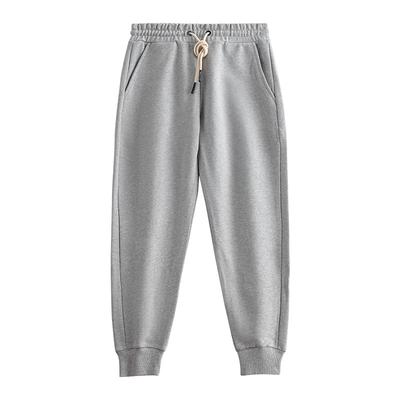 470G Thickened and Fleece American Retro Casual Light Gray Small Feet Tucked Legs Trousers