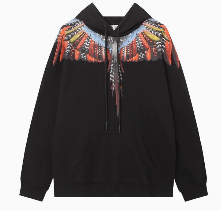 Felpa con cappuccio Marcelo Trendy Feathered Wings: Felpa girocollo unisex con motivo a fulmini e serpenti multicolore Phantom Wings.